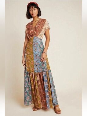Anthropologie Sachin & Babi Angelica Maxi Dress 4 Floral Patchwork Wedding Boho